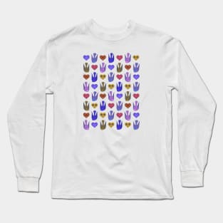 Lovely love birds with hearts on white background Long Sleeve T-Shirt